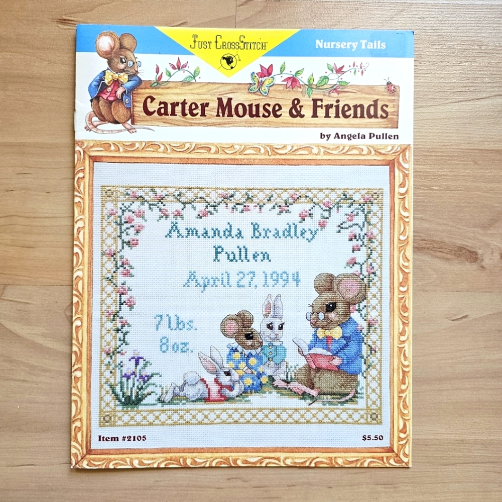 Leaflet Cross Stitch Just Cross Stitch Carter Mouse "Nursery Tails"